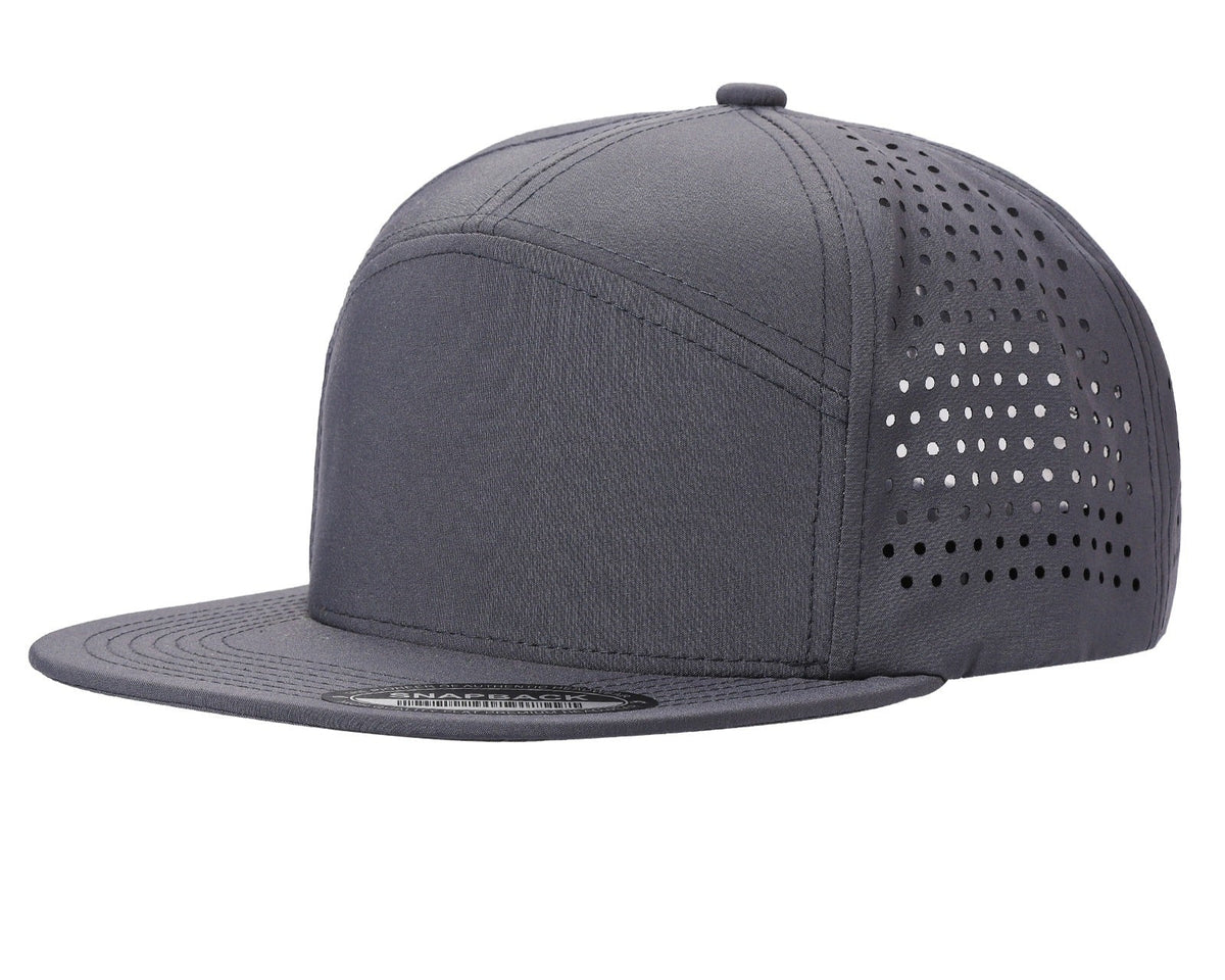 7panel Laser Vented Back Snapback Flatbill Cap 7laser - 7LASER-ROY - Burzip Wholesale