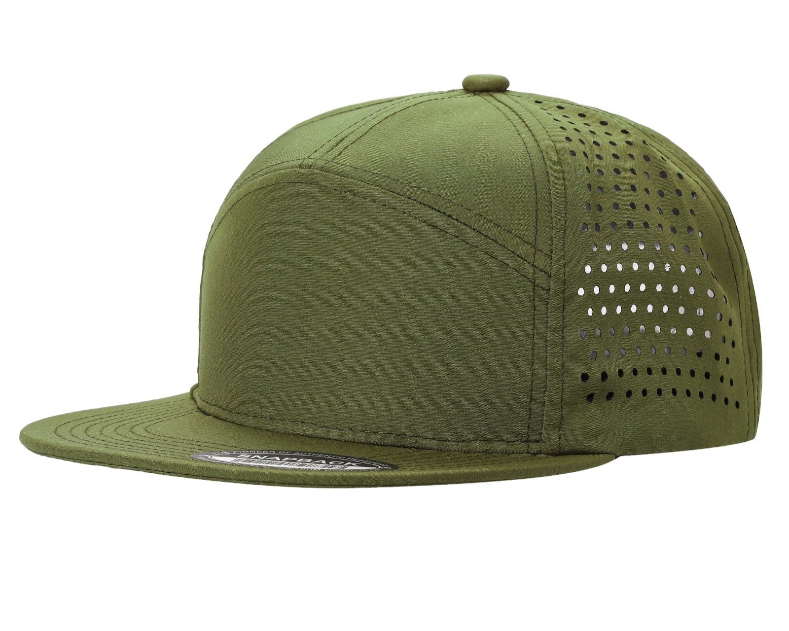 7panel Laser Vented Back Snapback Flatbill Cap 7laser - 7LASER-WHT - Burzip Wholesale