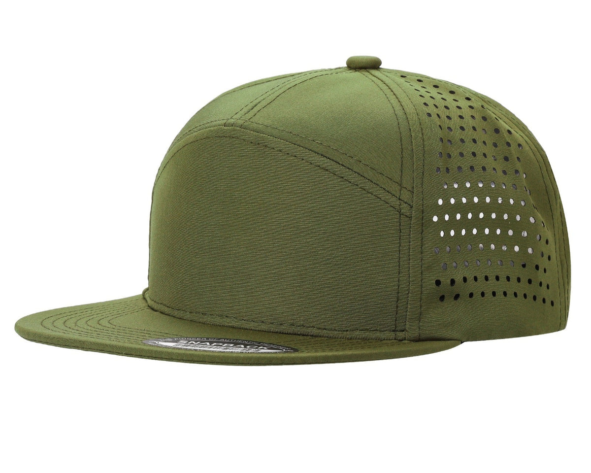 7panel Laser Vented Back Snapback Flatbill Cap 7laser - 7LASER-WHT - Burzip Wholesale