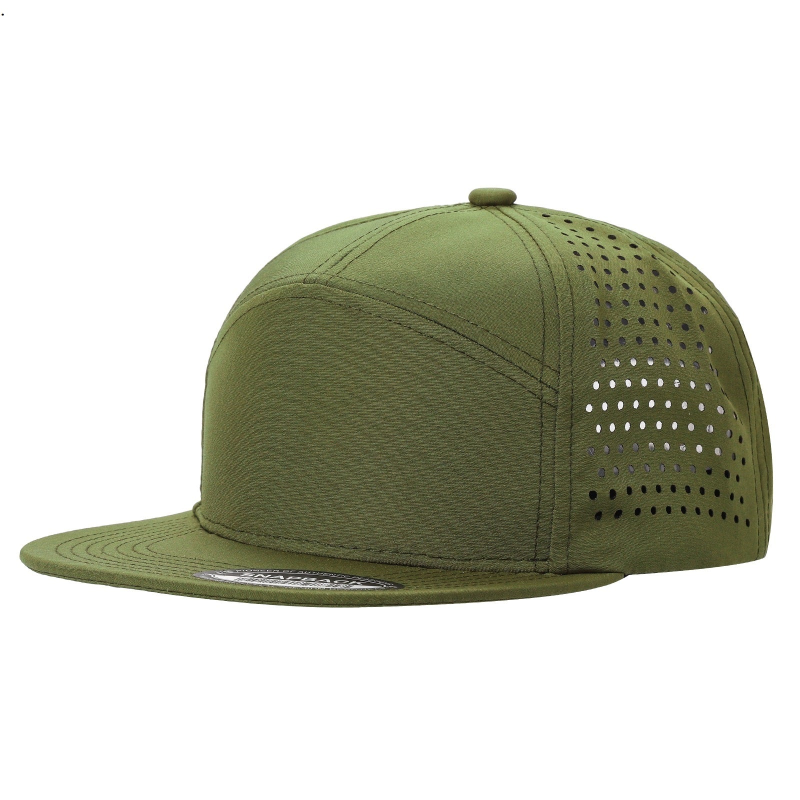 7panel Laser Vented Back Snapback Flatbill Cap 7laser - 7LASER-BLK - Burzip Wholesale