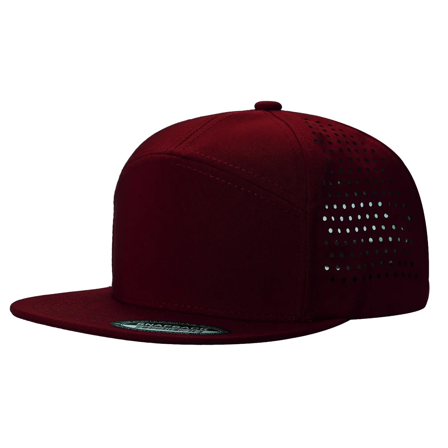 7panel Laser Vented Back Snapback Flatbill Cap 7laser - selected color - Burzip Wholesale