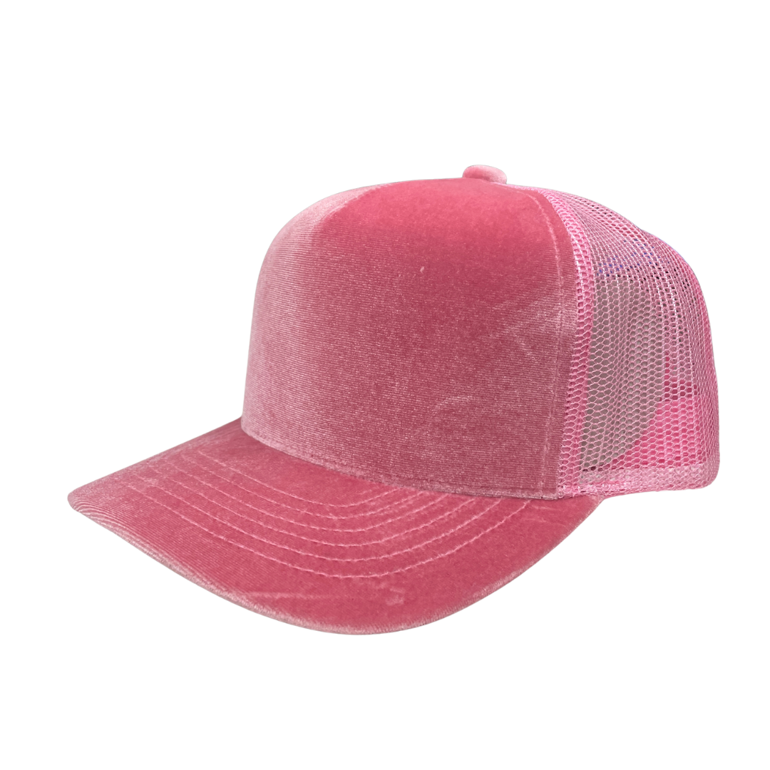 5panel Velvet W/mesh Back 5panel Cap Vvwy - PINK - Burzip Wholesale