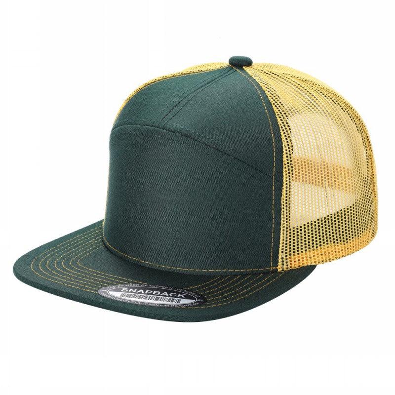 7panel Flatbill Trucker Mesh Snapback Blank Hats 7ftm - 2-H.grey/blk - Burzip Wholesale