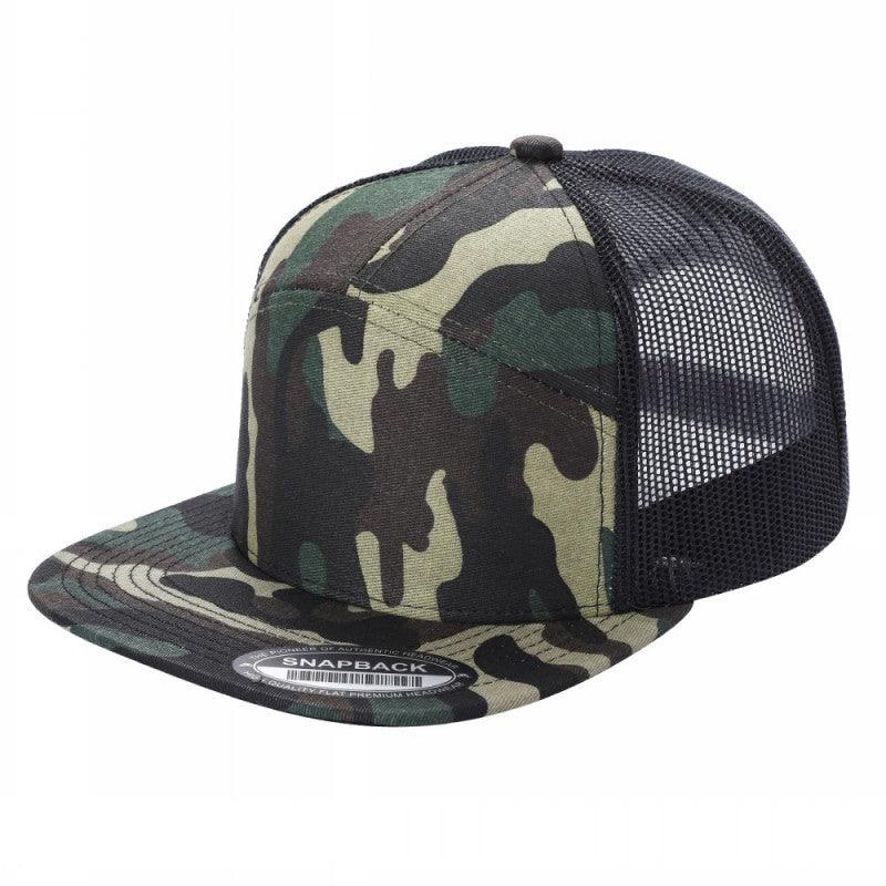 7panel Flatbill Trucker Mesh Snapback Blank Hats 7ftm - 2-H.grey/wht - Burzip Wholesale