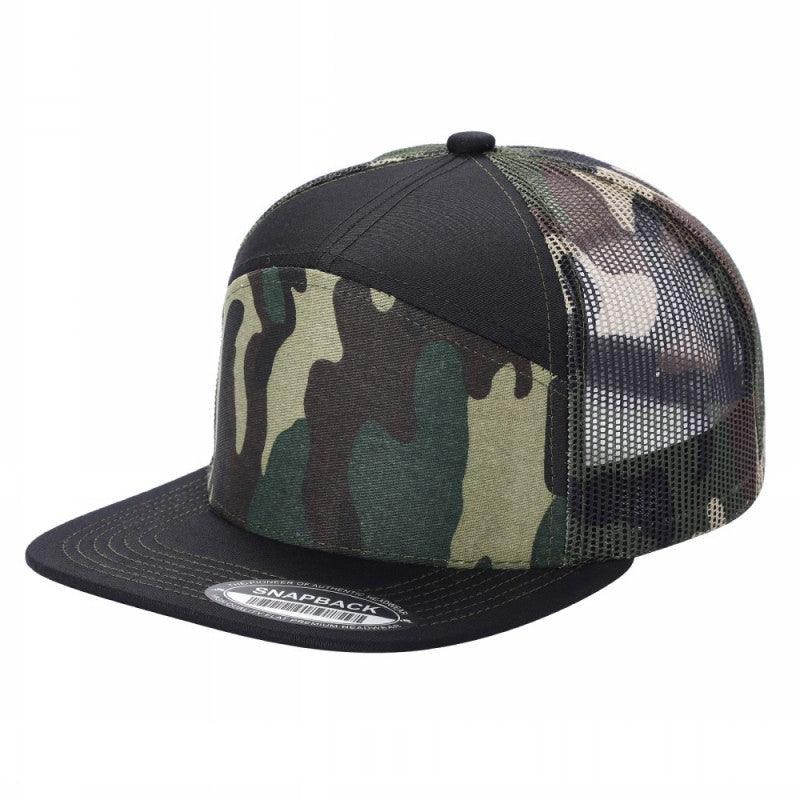 7panel Flatbill Trucker Mesh Snapback Blank Hats 7ftm - 2-Navy/wht - Burzip Wholesale
