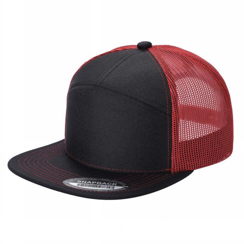 7panel Flatbill Trucker Mesh Snapback Blank Hats 7ftm - 2-Roy/blk - Burzip Wholesale