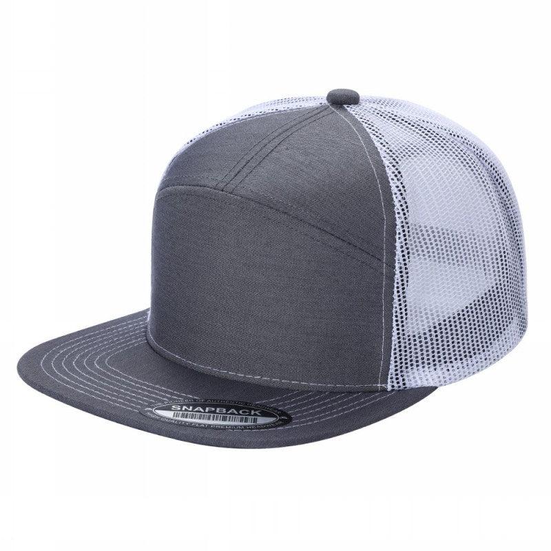 7panel Flatbill Trucker Mesh Snapback Blank Hats 7ftm - 2-Red/kreen - Burzip Wholesale