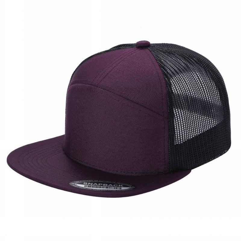 7panel Flatbill Trucker Mesh Snapback Blank Hats 7ftm - 2-Camo/BLK - Burzip Wholesale
