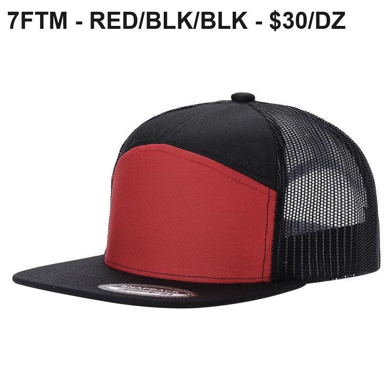 7panel Flatbill Trucker Mesh Snapback Blank Hats 7ftm - selected color - Burzip Wholesale