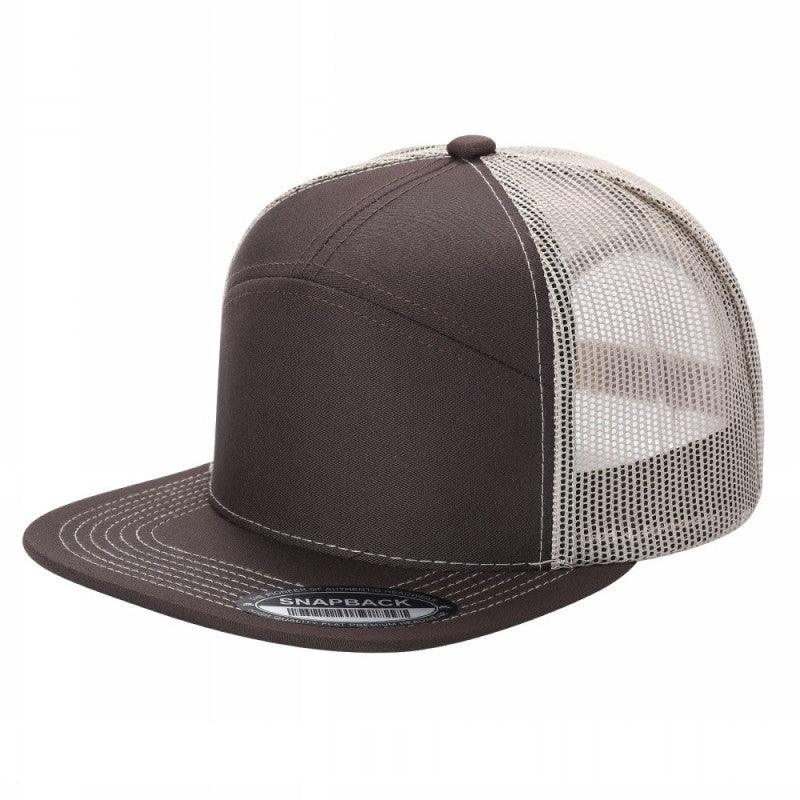 7panel Flatbill Trucker Mesh Snapback Blank Hats 7ftm - 2-Blk/red - Burzip Wholesale