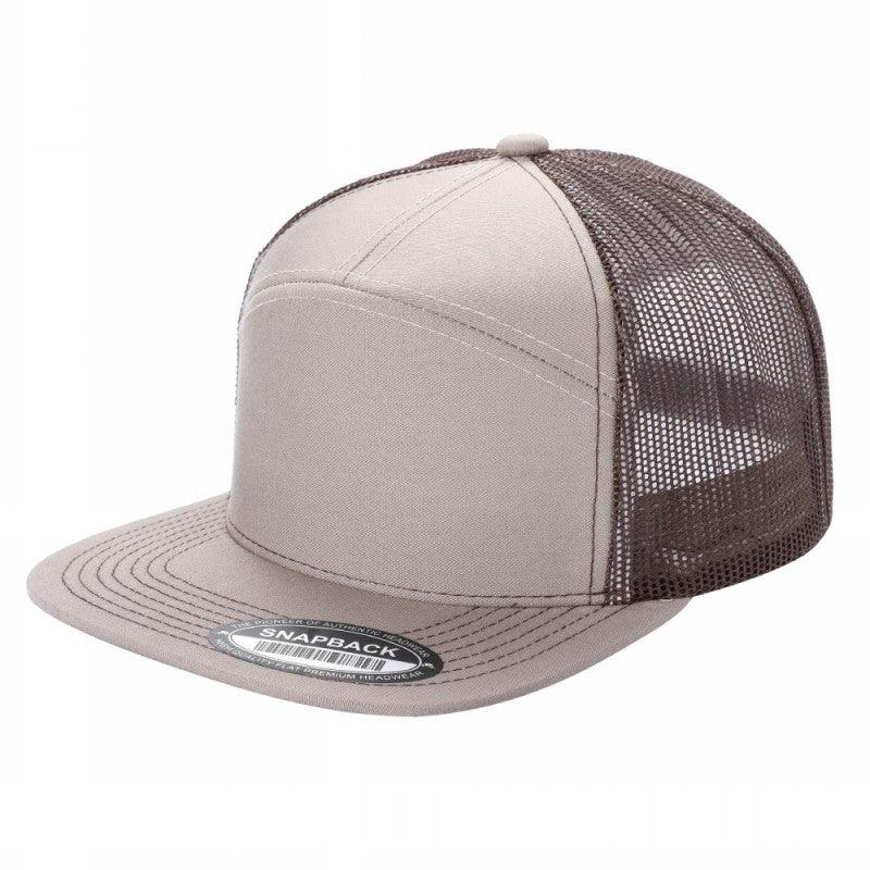7panel Flatbill Trucker Mesh Snapback Blank Hats 7ftm - 2-Blk/wht - Burzip Wholesale