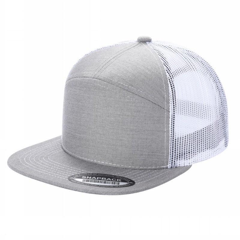 7panel Flatbill Trucker Mesh Snapback Blank Hats 7ftm - 2-Charcoal/gold - Burzip Wholesale