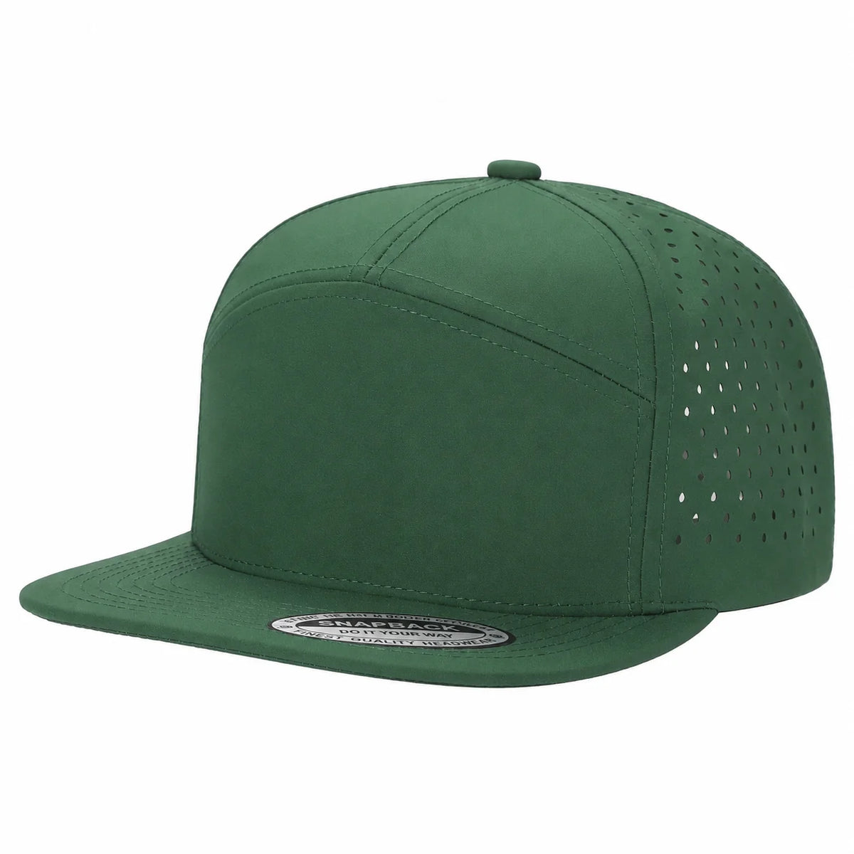 7 Panel perforated Plain Flatbill Snapback Cap