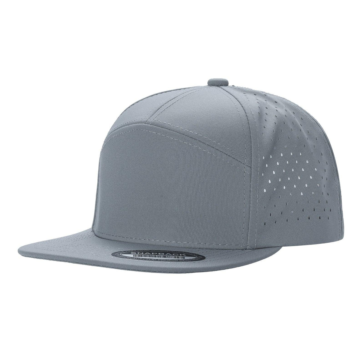 7 Panel perforated Plain Flatbill Snapback Cap