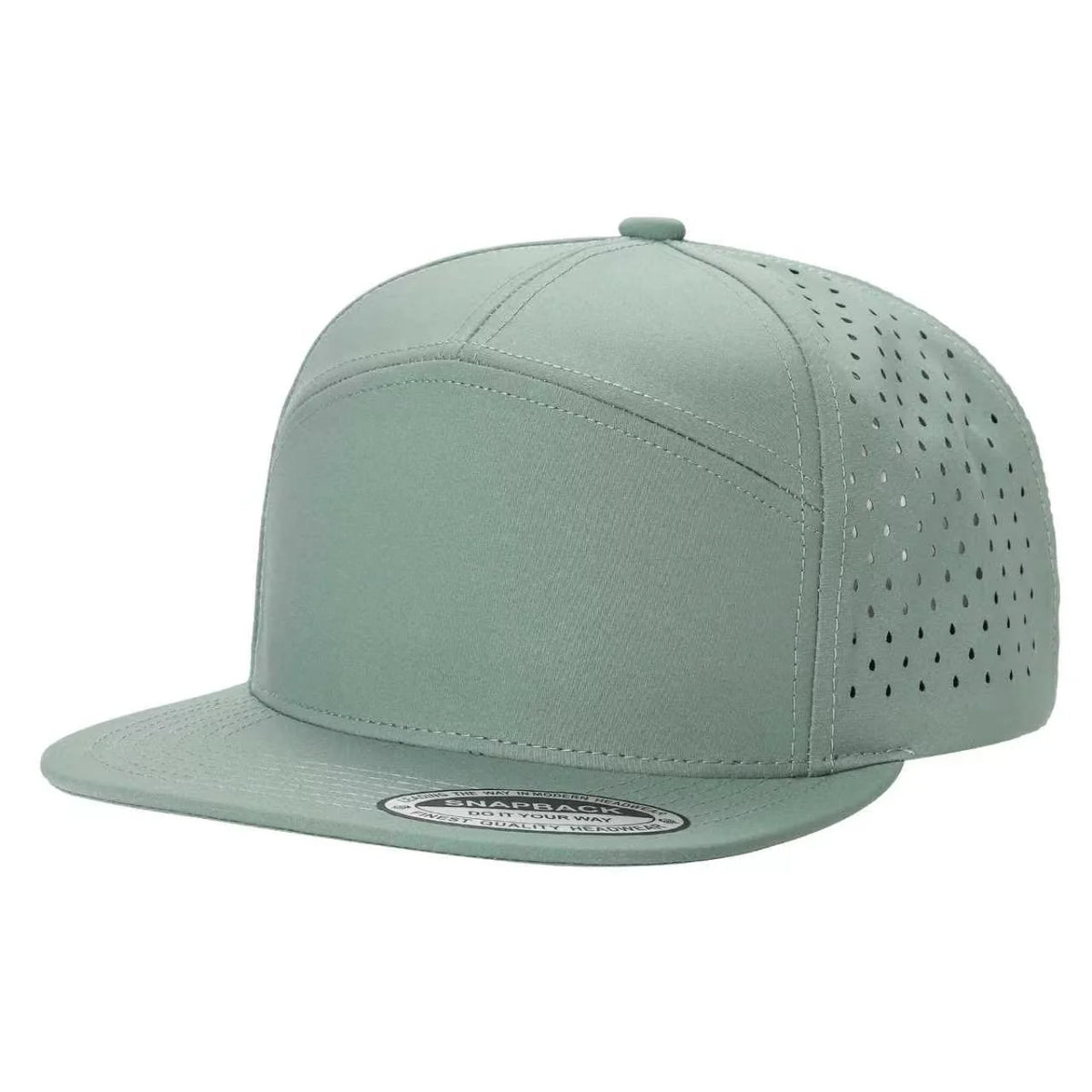 7 Panel perforated Plain Flatbill Snapback Cap