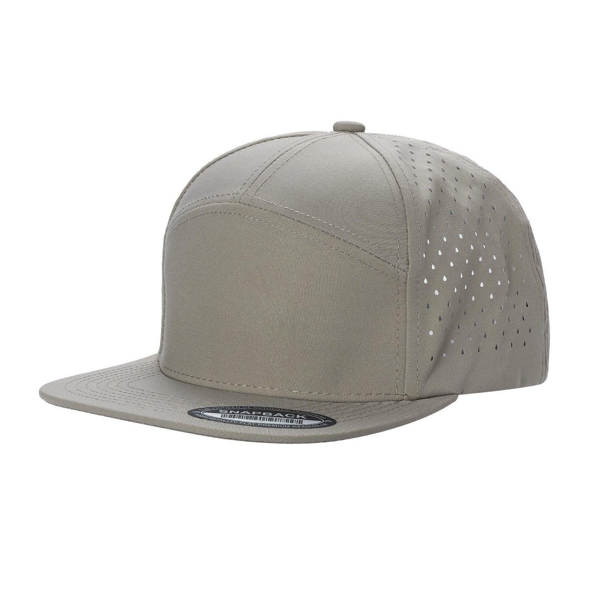 7 Panel perforated Plain Flatbill Snapback Cap