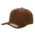 5panel Corduroy Fabric Solid Color Snapback Blank Caps 5fc - BROWN - Burzip Wholesale