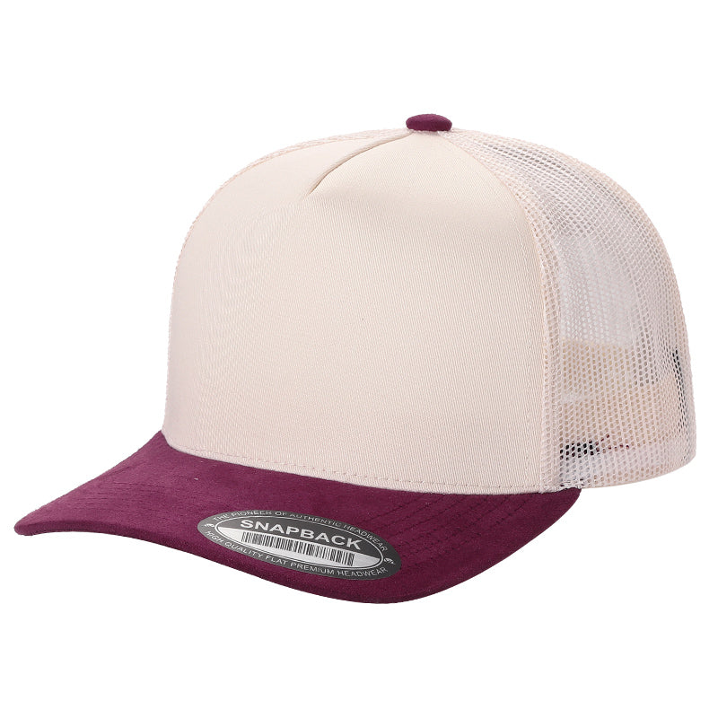 5panel Twillcrown Mesh Back Suede Bill Blank Caps Tcms - selected color - Burzip Wholesale