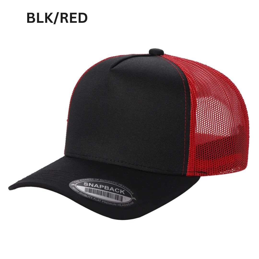 5panel Twill Crown Tracker Mesh Snapback 2tone 5trtm - BLK/RED - Burzip Wholesale
