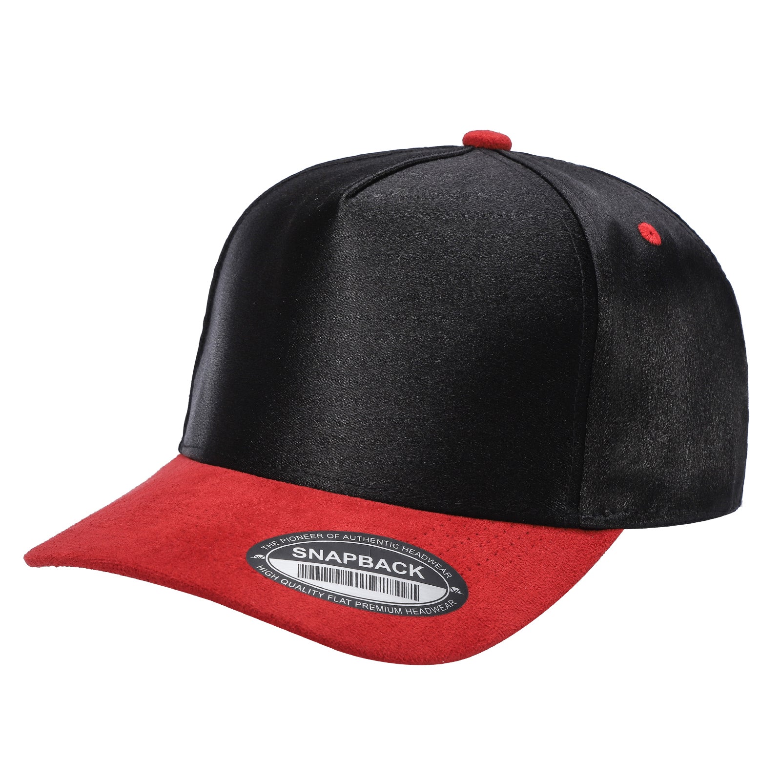 SATIN CROWN & SUEDE BILL 5PANEL SNAP BACK-PREPACK tcsts - TAN/ROYAL - Burzip Wholesale