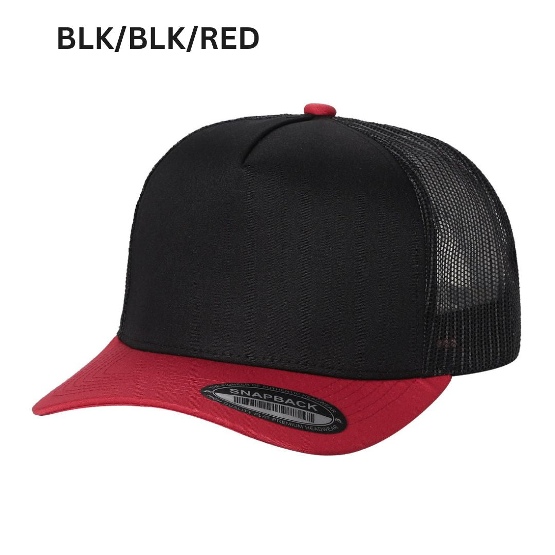 5panel Twill Crown Tracker Mesh Snapback 2tone 5trtm - RED/BLK - Burzip Wholesale