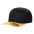 TCBLK-5 Panel Black Color Snapback Baseball Cap - BLACK / AQUA - Burzip Wholesale