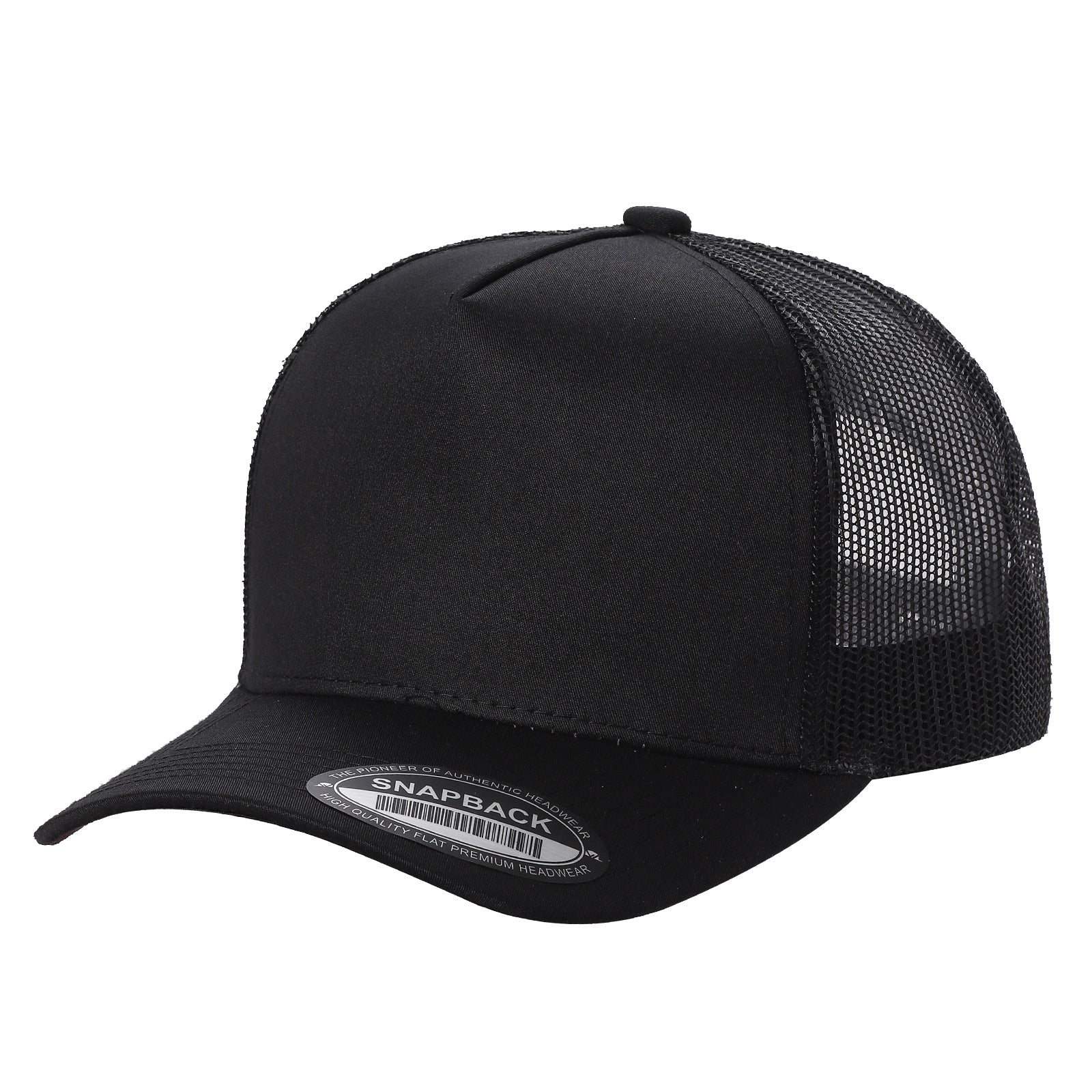 5panel Twill Crown Tracker Mesh Snapback Solid 5trtm - BLACK - Burzip Wholesale