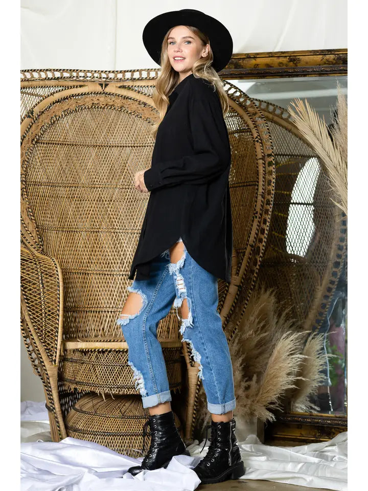 ST0105 PK3 Washed Oversized Button Up Shirts | Burzip Inc #ST0105-PK3