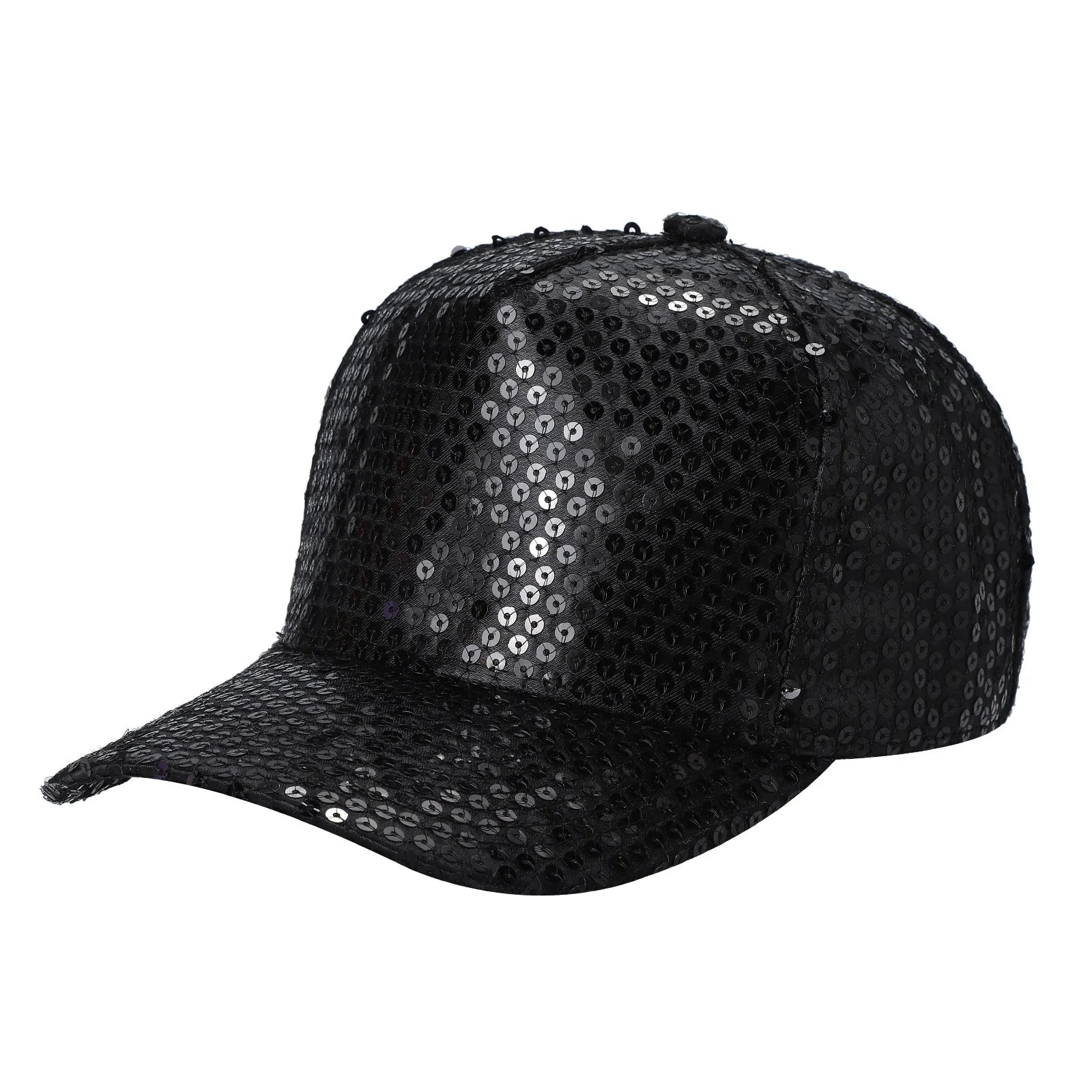 5Panel Sequince Fabric Cap tcsq - BLACK - Burzip Wholesale