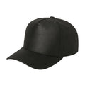 5panel Textured Leather Pu Fabric Snapback Cap 5rs - BLACK - Burzip Wholesale