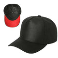 5panel Textured Leather Pu Fabric Snapback Cap 5rs - BLK/RED-02 - Burzip Wholesale