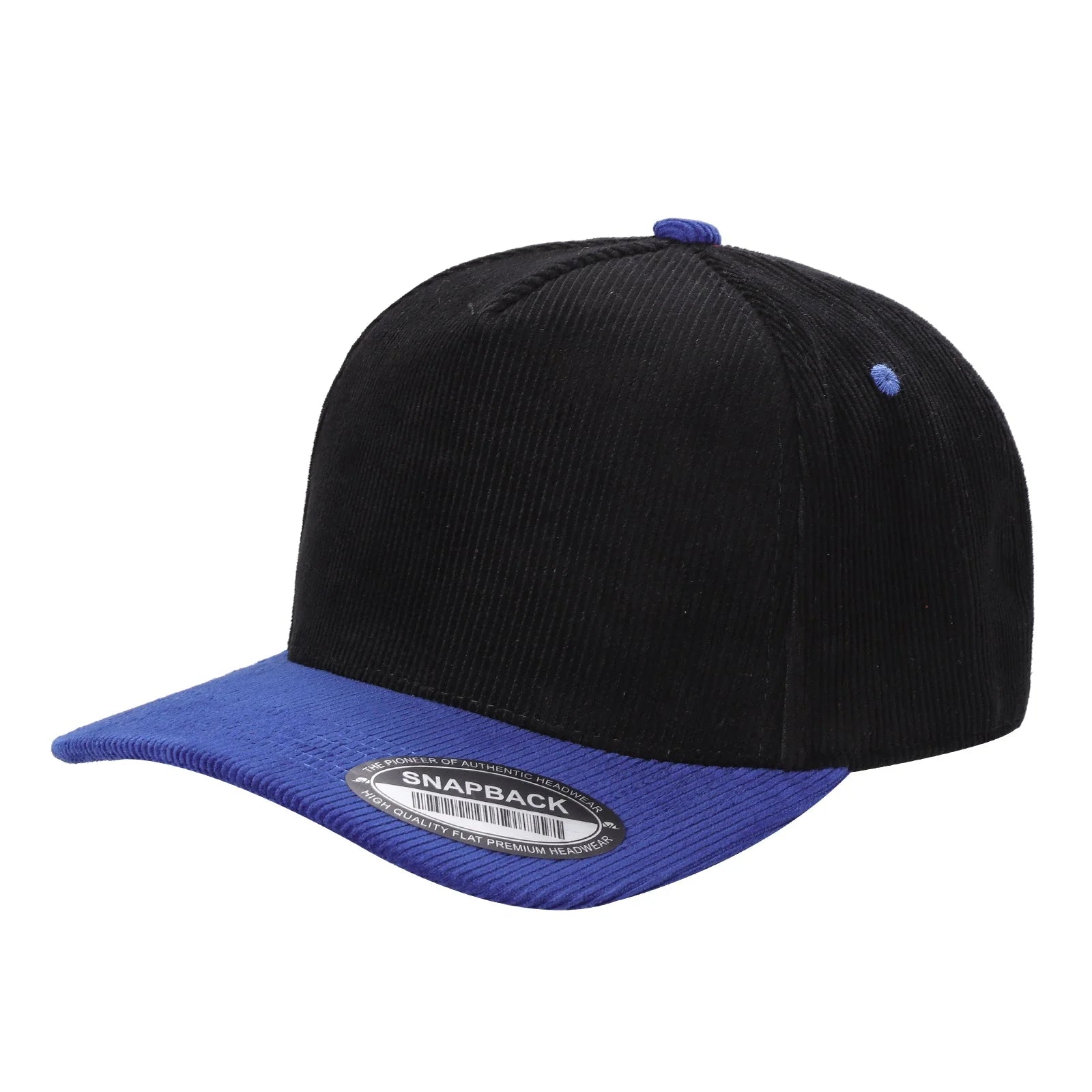 5panel Twill Head Corduroy Bill Blank Baseball Cap TCFC2 - BLACK/RED - Burzip Wholesale