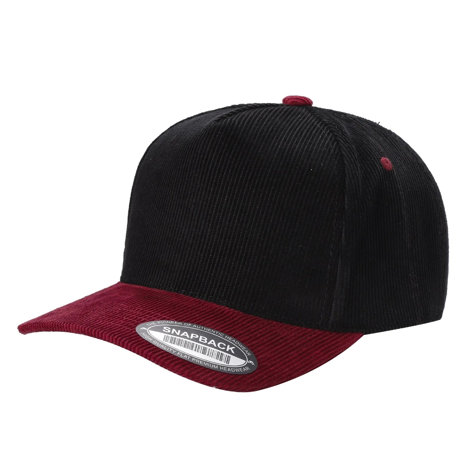 5panel Twill Head Corduroy Bill Blank Baseball Cap TCFC2 - BLACK/ROYAL - Burzip Wholesale
