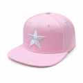 6 Panel Flatbill w/Star Embroidery Snapback Cap #E16001 in PINK-WHITE - Style E16001 | Burzip