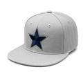 6 Panel Flatbill w/Star Embroidery Snapback Cap #E16001 in WHITE-NAVY - Style E16001 | Burzip