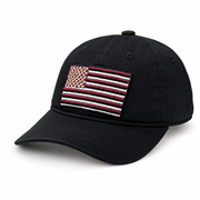 6 Panel Embroidered Velcro Baceball Junior Cap E6006JR US Flag in BLACK - Style E6006JR | Burzip