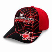 6 Panel Embroidered Velcro Baseball Junior Cap E6008JR Spider in BLACK-RED - Style E6008JR | Burzip