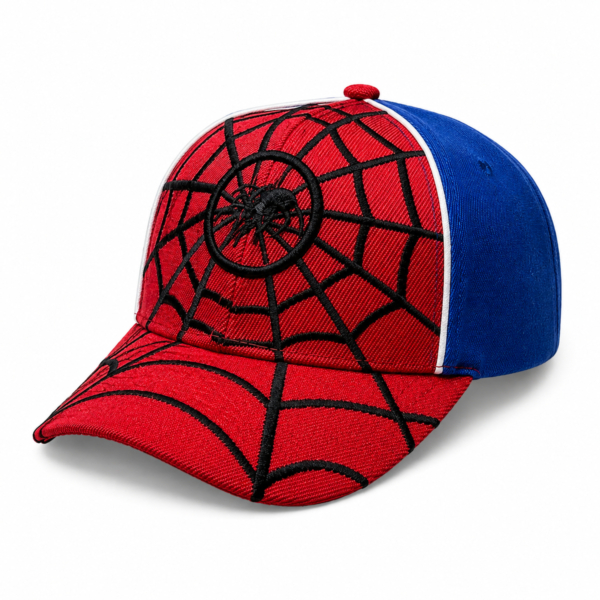 6 Panel Embroidered Velcro Baseball Junior Cap E6008JR Spider in RED-ROYAL - Style E6008JR | Burzip