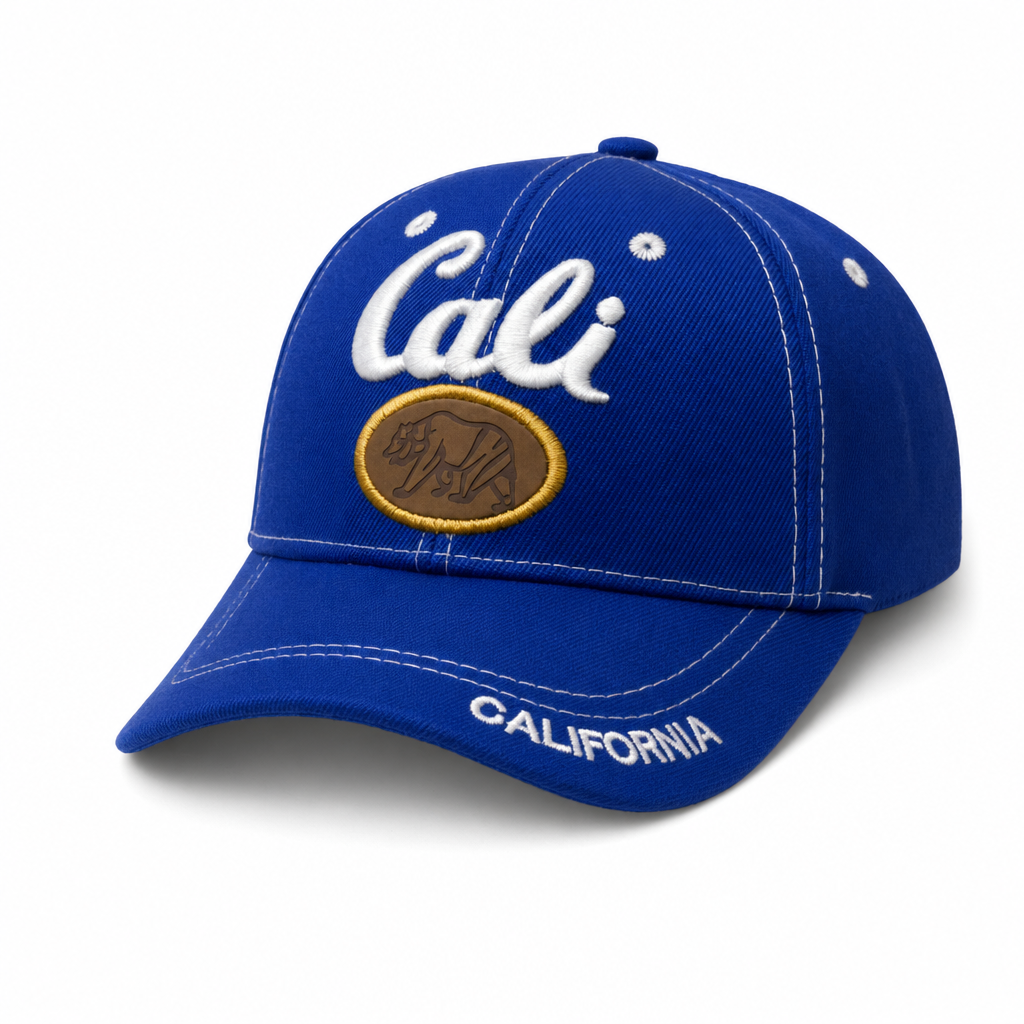 6 Panel Embroidered Velcro Baseball Junior Cap E6009JR Cali in ROYAL - Style E6009JR | Burzip