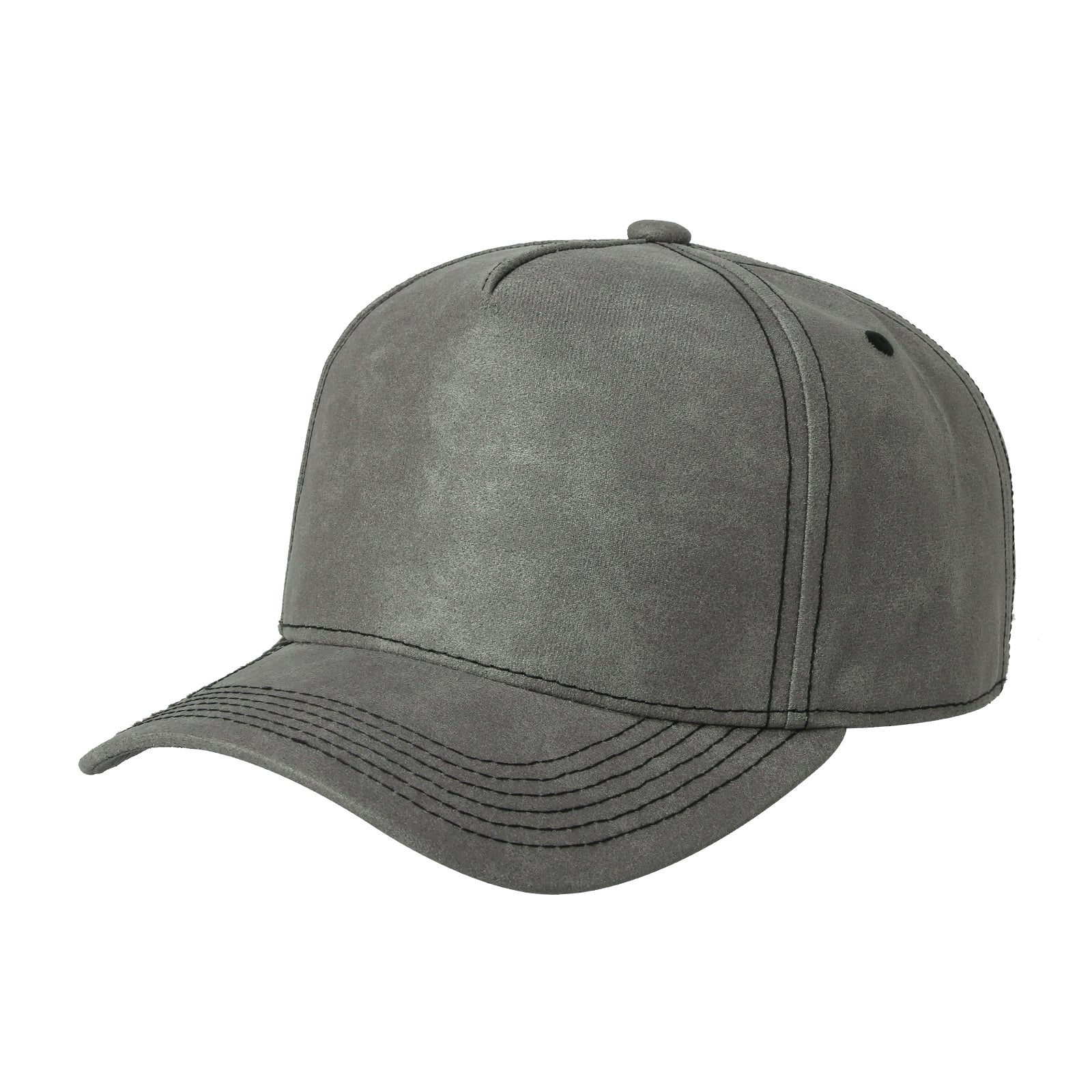 5panel Textured Leather Pu Fabric Snapback Cap 5rs - KHAKI - Burzip Wholesale