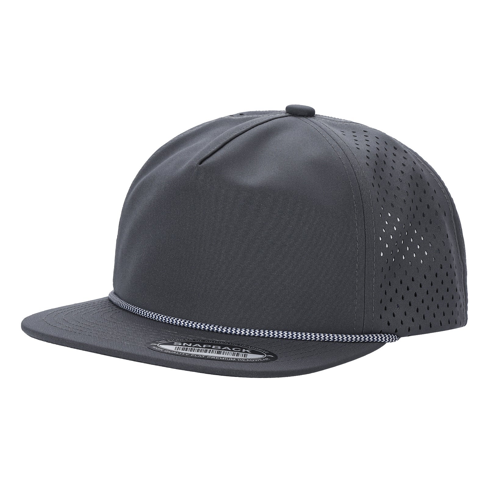 5panel Unstructured Crown W/ Laser Back W/ Rope Flatbill Water Proof Fabric 5wpr - selected color - Burzip Wholesale