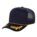 Sponge Foam-DZ-Trucker mesh 5Panel with Captain Embroidery on Bill (WHOLESALE) - CAPTAIN-NAVY - Burzip Wholesale