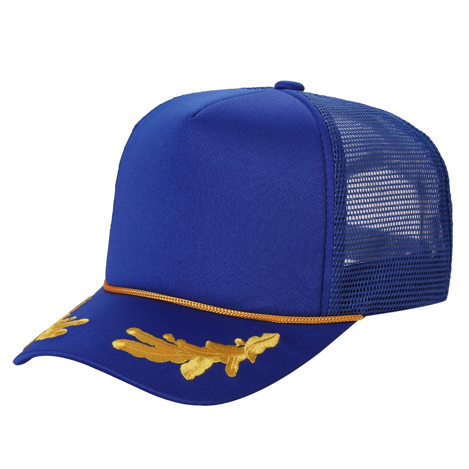 Sponge Foam-DZ-Trucker mesh 5Panel with Captain Embroidery on Bill (WHOLESALE) - CAPTAIN-ROY - Burzip Wholesale