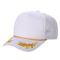 Sponge Foam-DZ-Trucker mesh 5Panel with Captain Embroidery on Bill (WHOLESALE) - CAPTAIN-WHT - Burzip Wholesale