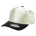 SATIN CROWN & SUEDE BILL 5PANEL SNAP BACK-PREPACK tcsts - WHITE/BLACK - Burzip Wholesale