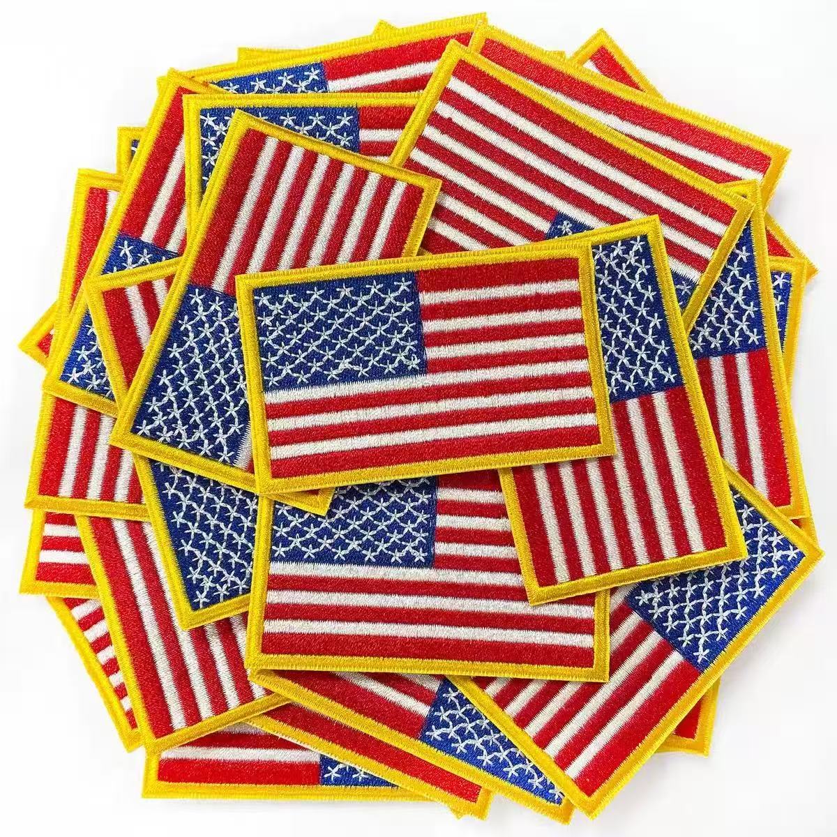 US FLAG PATCH-30PCS/PACK - YELLOW FRAME - Burzip Wholesale