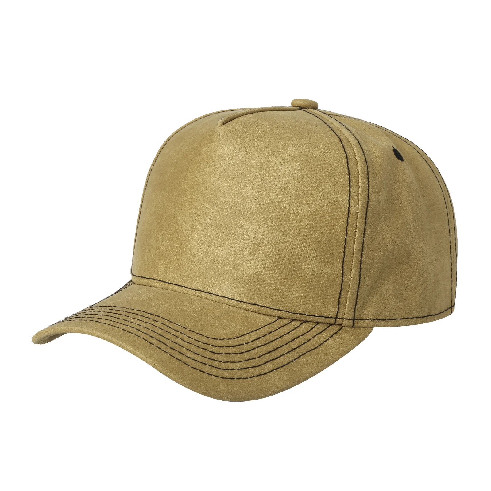 5panel Textured Leather Pu Fabric Snapback Cap 5rs - WINE - Burzip Wholesale