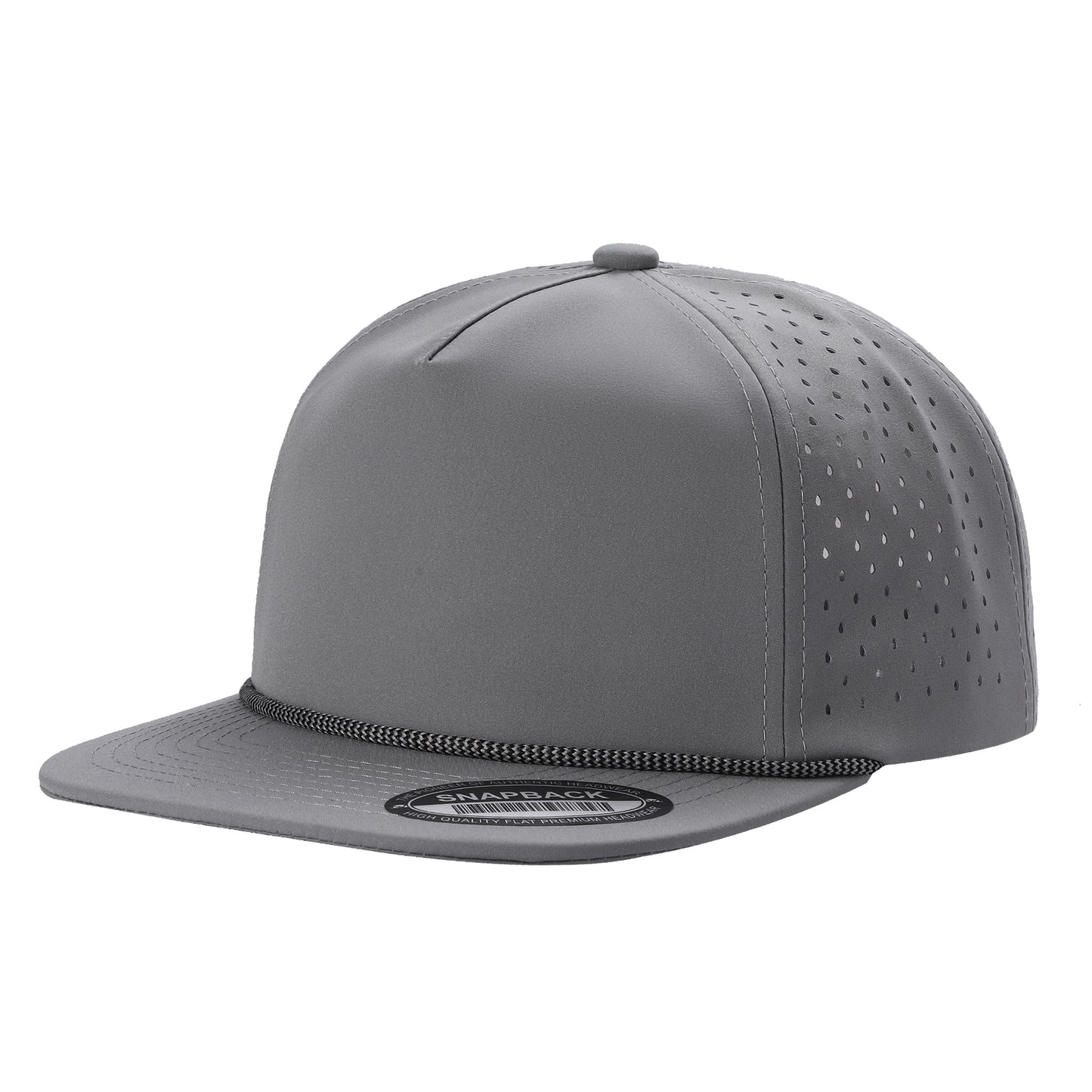 5panel Unstructured Crown W/ Laser Back W/ Rope Flatbill Water Proof Fabric 5wpr - selected color - Burzip Wholesale