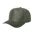 5panel Textured Leather Pu Fabric Snapback Cap 5rs - OLIVE - Burzip Wholesale