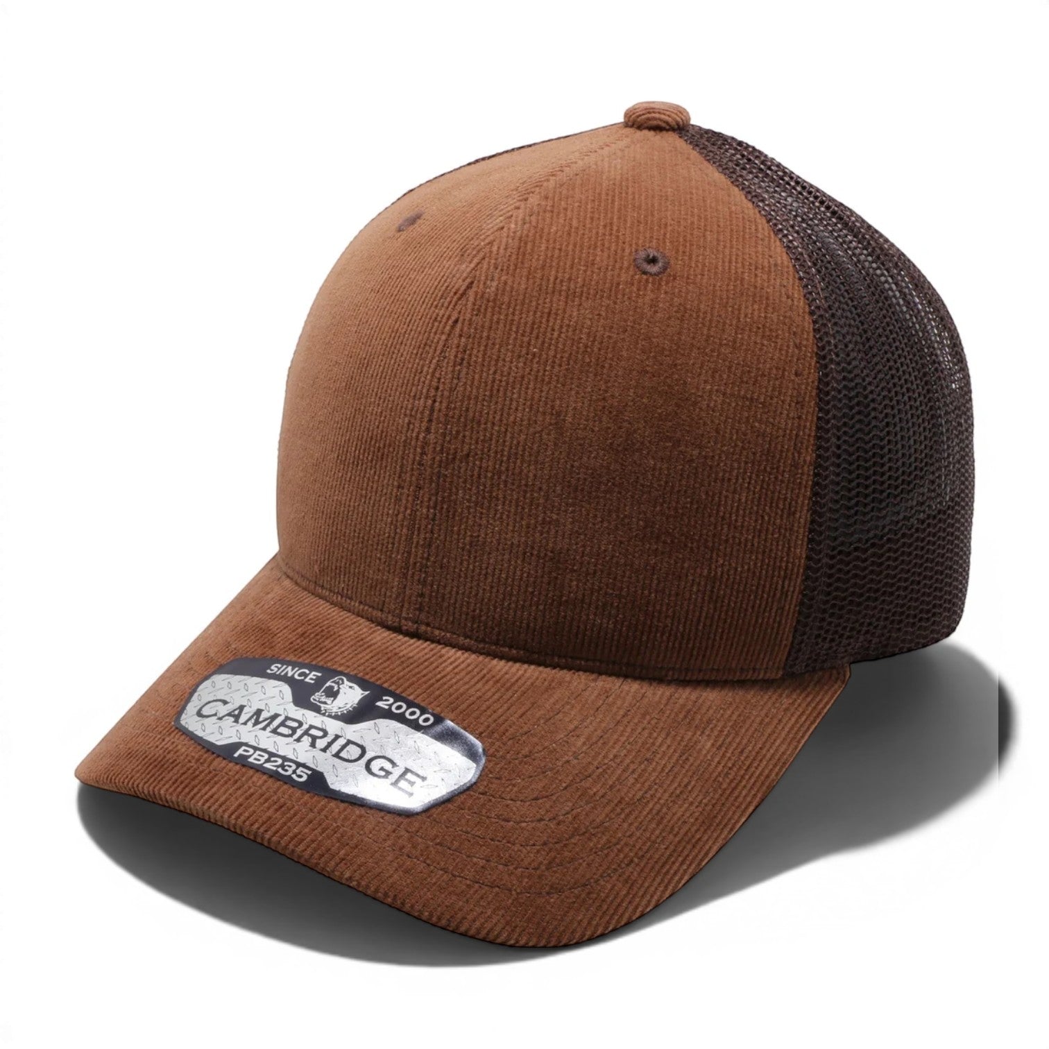 Brown PB235 6 panel corduroy mesh structured adjustable snapback blank cap for embroidery